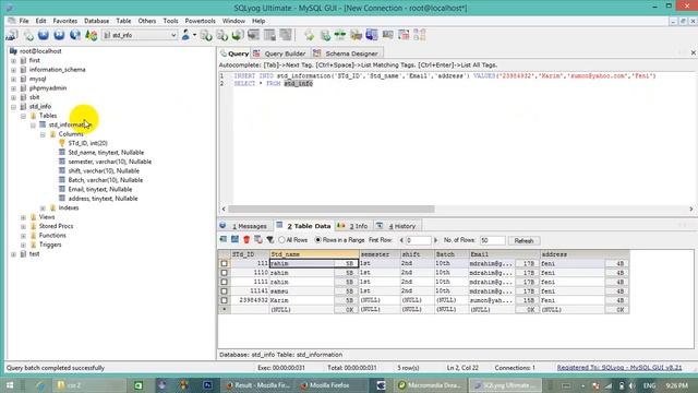php && mysql database смотреть онлайн