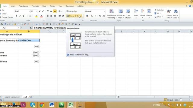 Excel demo: styling the main heading смотреть онлайн