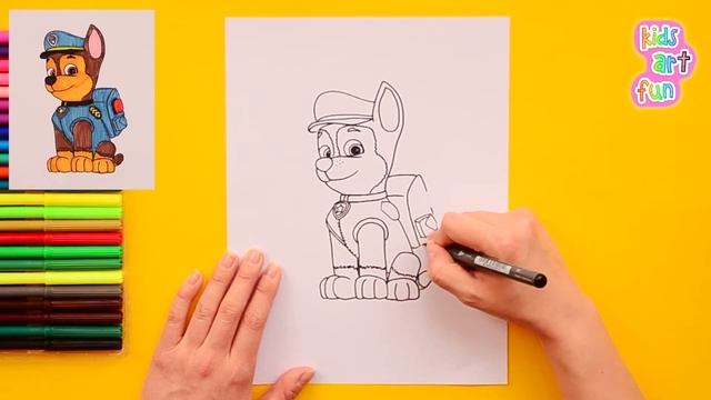 How to draw Chase - Paw Patrol Characters смотреть онлайн