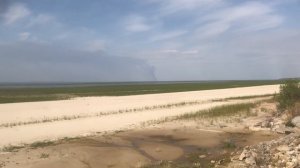Обмелевшее Каховское водохранилище.