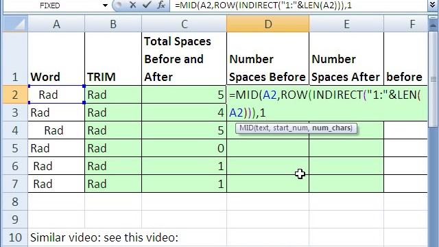 Excel Magic Trick 468: Count Spaces at Beginning & End of Text String (Array Formula) смотреть онлайн