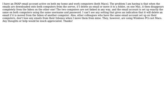 Apple: IMAP emails disappearing from Apple mail on one computer when moved on another! смотреть онлайн