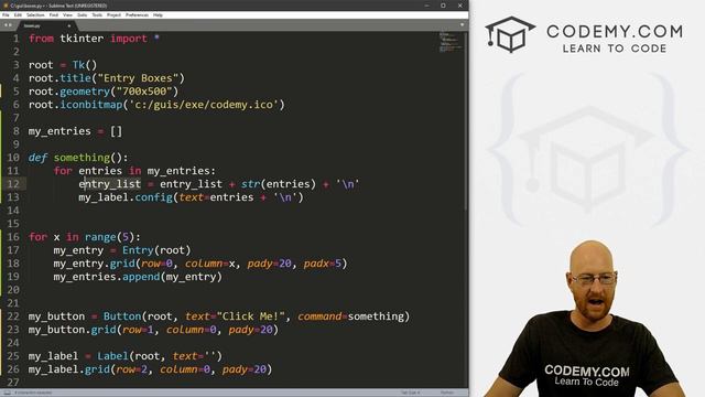 Creating Multiple Entry Boxes Automatically - Python Tkinter GUI Tutorial 65
