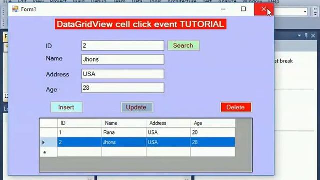 datagridview cell click event c#, Get Selected Row Values From DataGridView Into TextBox смотреть онлайн