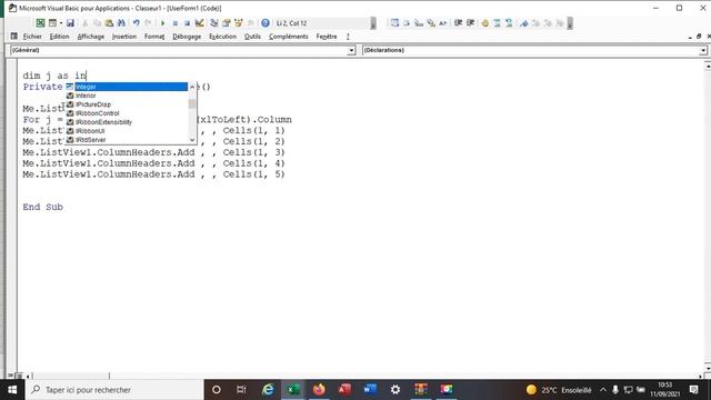Alimenter une LISTVIEW avec des codes VBA (module 1) смотреть онлайн