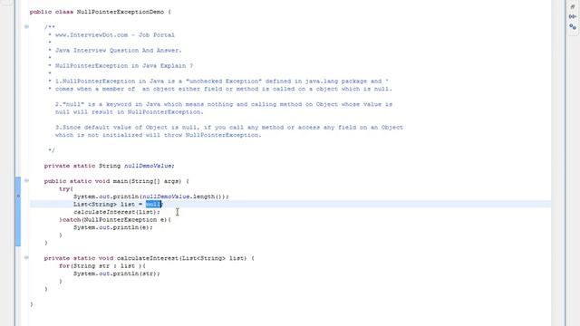 NullPointerException In Java смотреть онлайн