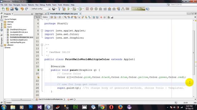 Print Hello World in an Applet in different Colors in Java Applet and AWT in Netbeans смотреть онлайн