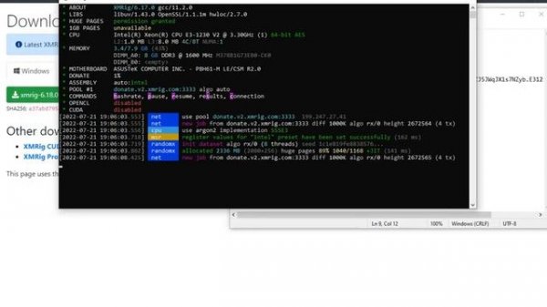 XMRING configuration for CPU mining