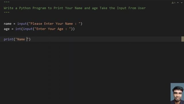 Write a Python Program to Print Your Name and age Take the Input From User смотреть онлайн