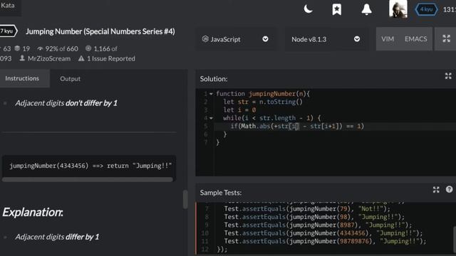 Jumping Number (Special Numbers Series #4) | 7kyu codewars | javascript смотреть онлайн