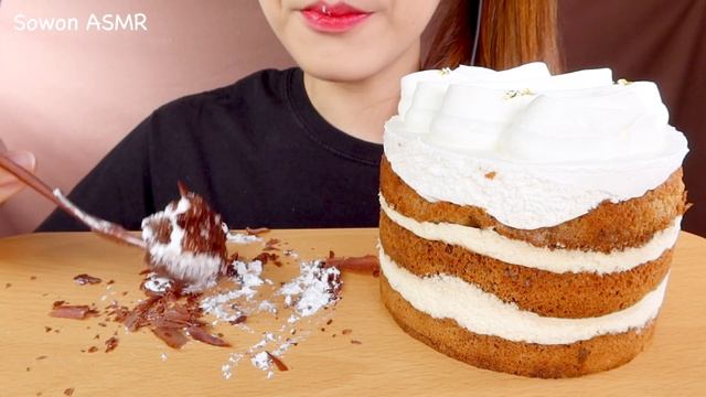ASMR TIRAMISU CAKE, CHOCOLATE CAKE MUKBANG 티라미수 쉬폰 케이크, 쇼콜라 케이크 먹방 eating sounds смотреть онлайн