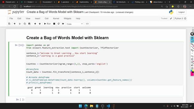 Create a Bag of Words Model with Sklearn | MACHINE LEARNING IN KANNADA #10 | Charan H U смотреть онлайн