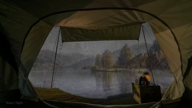 Hiding in a Tent by Lake to watch the Rain - Rest to be Healthy After Today's Rain смотреть онлайн