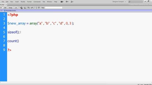 sizeof array function in php смотреть онлайн