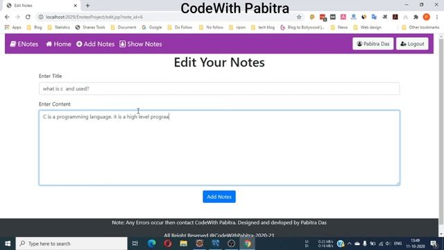 ENotes Project Part-8 Using Java |Advance java Project Using JSP, Servlet |Java Web Application смотреть онлайн