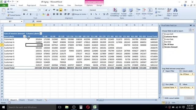Account Receivable Analysis in Excel | Invoice Aging Report | Pivot table data analysis смотреть онлайн