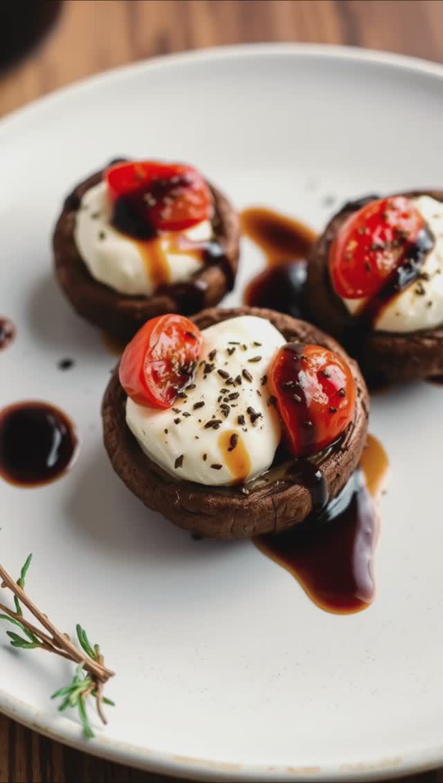 Запечённые грибы капрезе