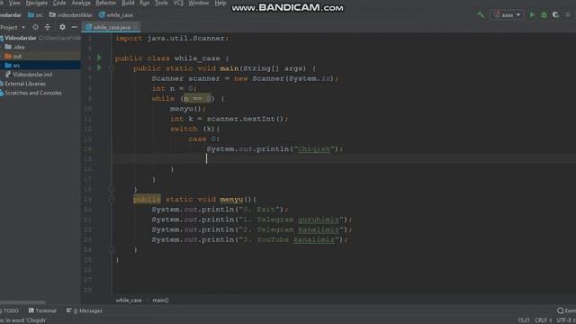 JAVA example while + case смотреть онлайн