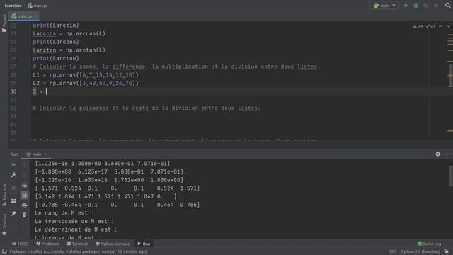 Exercice corrigé 136 : Calculs avancés sur les listes et opérations matricielles avec NumPy | Pytho смотреть онлайн