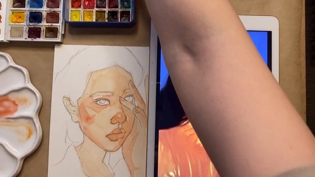 Скетчим. Рисую портрет акварелью и объясняю как это делаю я. смотреть онлайн