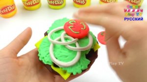 Play Doh Макдональдз Гамбургер Картошка Фри и Кока Кола | Учим цвета с Плей До |Лепим из пластилина