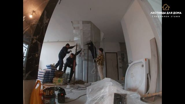 Изготовление лестницы на второй этаж. Монтаж ограждений для лестницы. смотреть онлайн