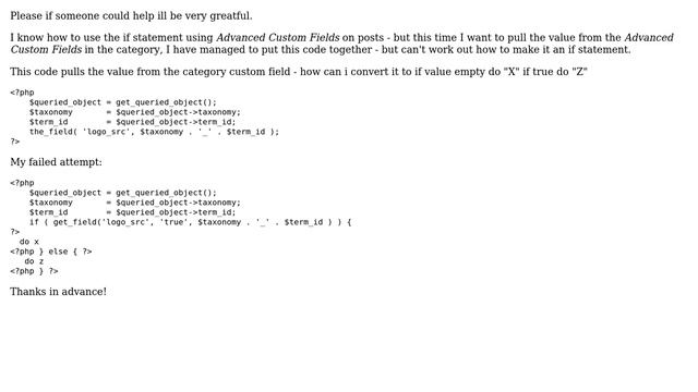 Wordpress: Advanced Custom Fields from Category - IF statement смотреть онлайн