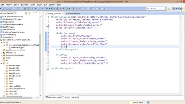 Scrollable ListView with Header & Footer in Android смотреть онлайн