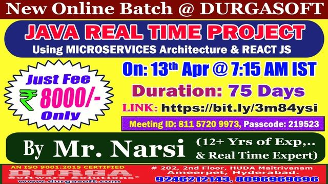 JAVA REAL TIME PROJECT Online Training @ DURGASOFT смотреть онлайн