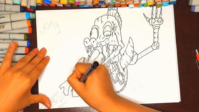How to draw Crashed Monty from Five Nights at Freddy's 9 Security Breach смотреть онлайн