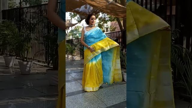 Bhagalpur Handloom Pure Linen Cotton Shibori Dyed Batik Pattern Saree смотреть онлайн