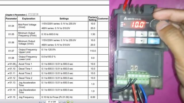 ? Delta VFD Start Stop And Frequency Increase And Decrease Using Remote Push Button In Hindi