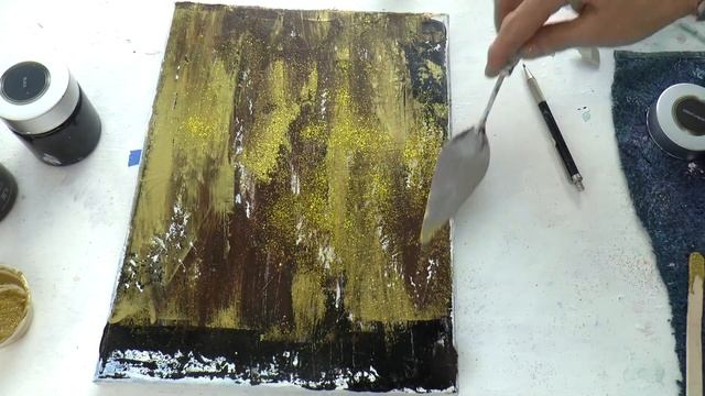 Интересная техника с использованием строительного глиттера. Romantic walk in rain. Acrylic смотреть онлайн