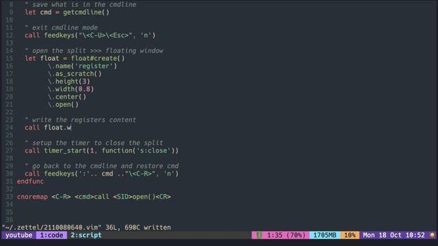 Vim Trick: Peek registers 2 ( with floating window ) смотреть онлайн