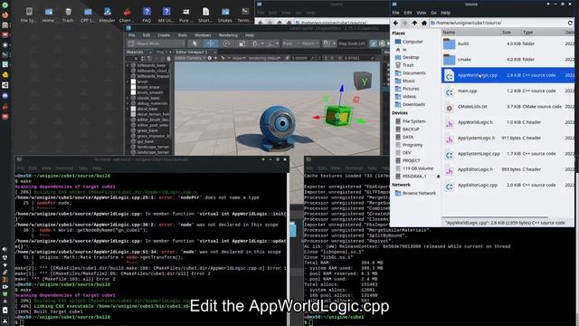 Unigine: C++ CMake project on Linux with Geany. No IDE. смотреть онлайн