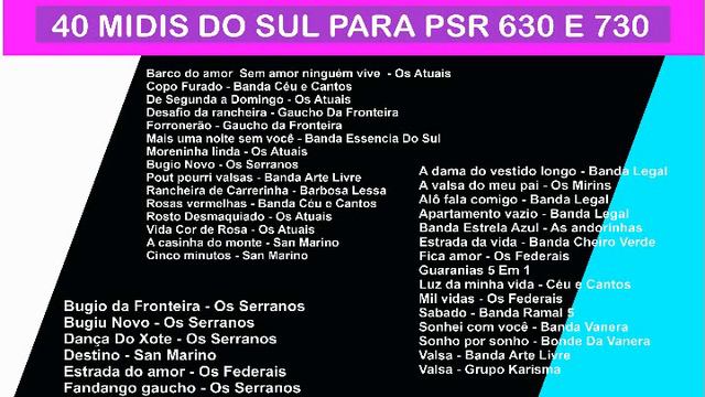 PLAYBACKS DOS SUL PARA YAMAHA PSR 630 e 730 смотреть онлайн