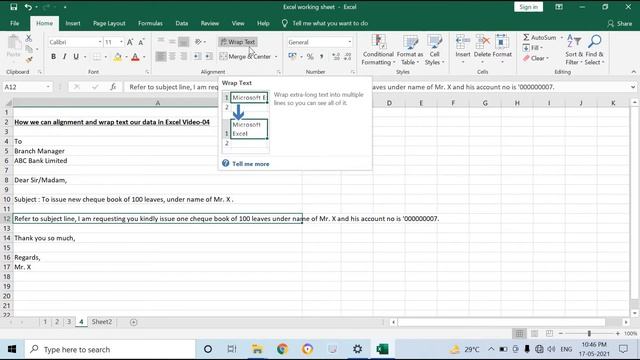 Use of Alignment and Wrap text function in Excel Video 04 смотреть онлайн
