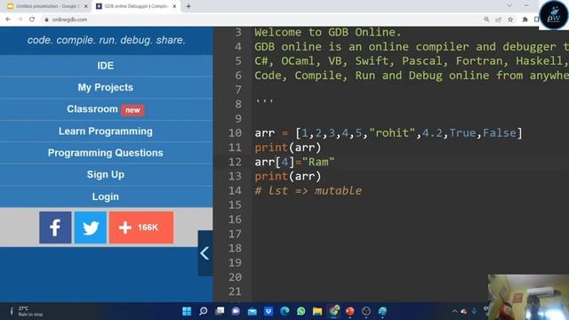 Data structure & Algorithm using Python Class-3 | Array(List) , Reverse an Array / 1 Ques of DSA смотреть онлайн