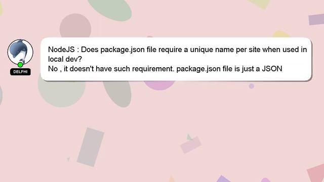 NodeJS : Does package.json file require a unique name per site when used in local dev? смотреть онлайн
