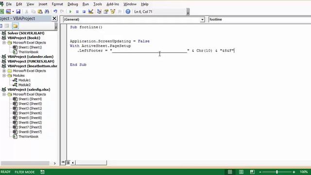 How to Create a line in footer in Excel with a Macro смотреть онлайн