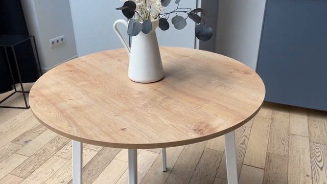 Stollab.ru - Купить Стол круглый D80 см. Цвет: Дуб, Белые ножки. смотреть онлайн