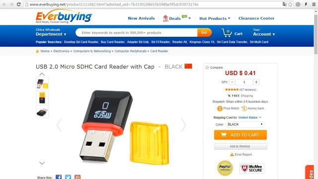 Кард-ридер за 10 центов в EverBuying.net + информация о поинтах. смотреть онлайн