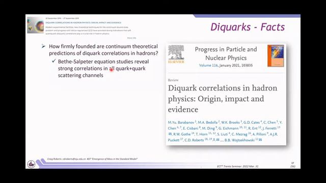 Craig D. Roberts, Emergence Of Mass In The Standard Model | ECT* Seminar series смотреть онлайн