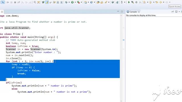 Java Program to find whether a number is prime or not смотреть онлайн