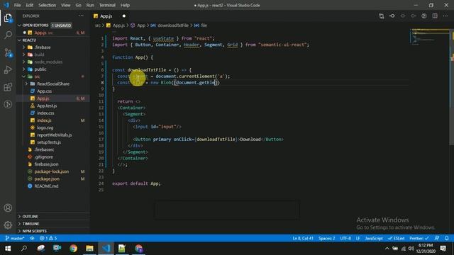 Download/Export User data to text file in React смотреть онлайн