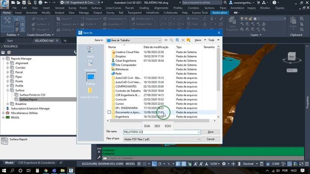 Relatório das Superfícies N.A - ( Surface Report ) no AutoCAD Civil 3D 2021 смотреть онлайн