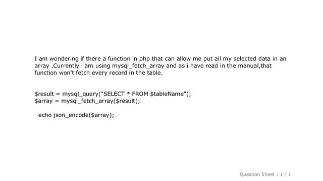MySQL : Get all mysql selected rows into an array смотреть онлайн