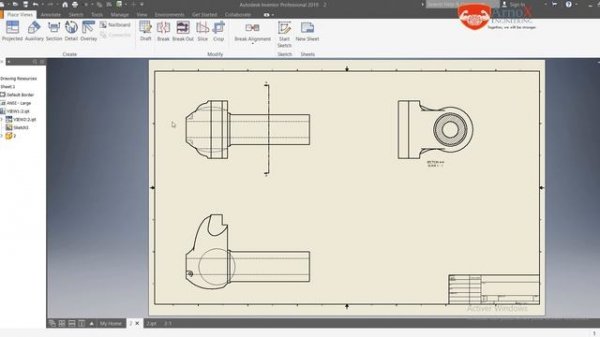 46 Autodesk Inventor Tutorial Beginner Drawing Essential Coupe locale Broken out Section