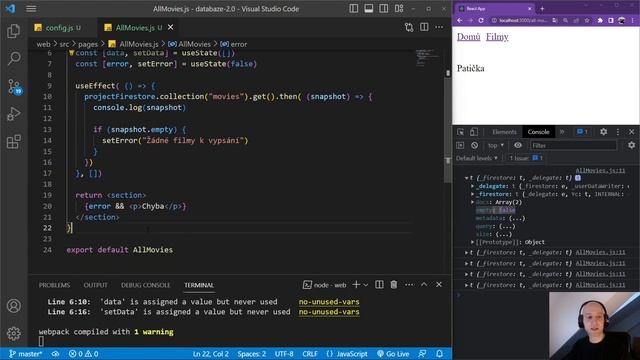 38. React 3 - Databáze firebase 2 - načítáme data z databáze смотреть онлайн