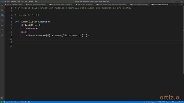 Python Curso V2: 267 Ejercicio 11.8 Función para Sumar de Forma Recursiva los Números de una Lista смотреть онлайн